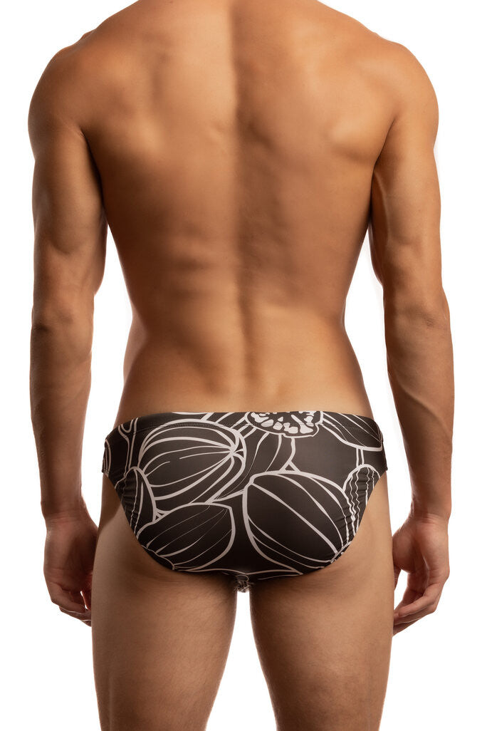Jack Adams Waterman Swim Brief in black &amp; white flower - sexy, premium, fun men&