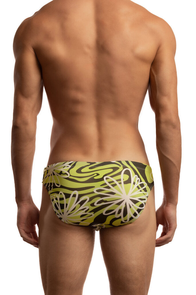 Jack Adams Waterman Swim Brief in groovy flower - green;  sexy, premium, fun men&