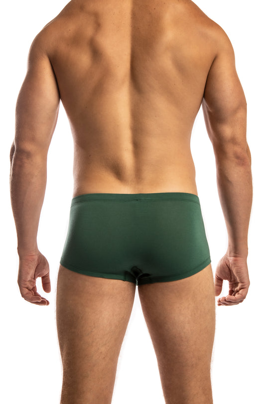 Man wearing a cedar Jack Adams Modal Bikini Boxer(back view) on a white background