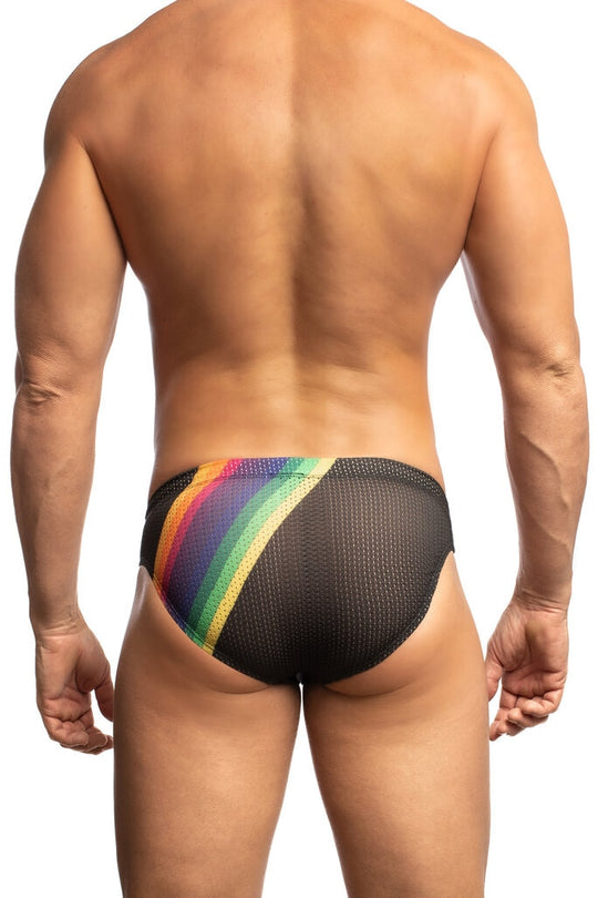 Jack Adams Flex Low-Rise Swim Brief in rainbow black - men&