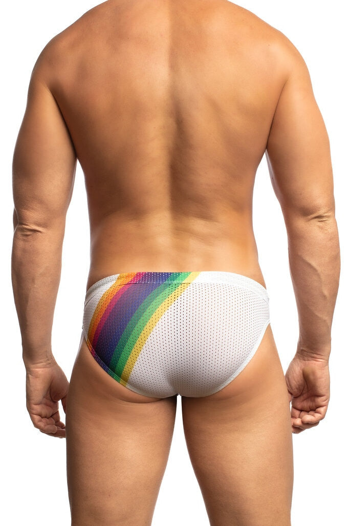 Jack Adams Flex Low-Rise Swim Brief in rainbow white - men&