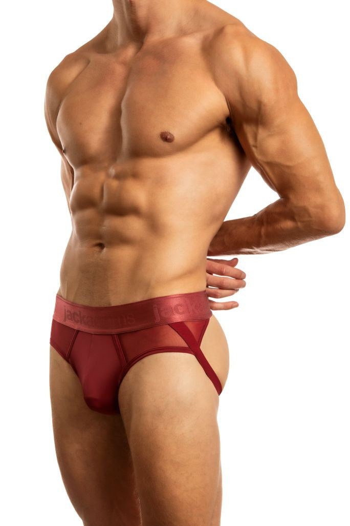Jack Adams Monochrome Mesh Jock Brief in tibetan red - men&