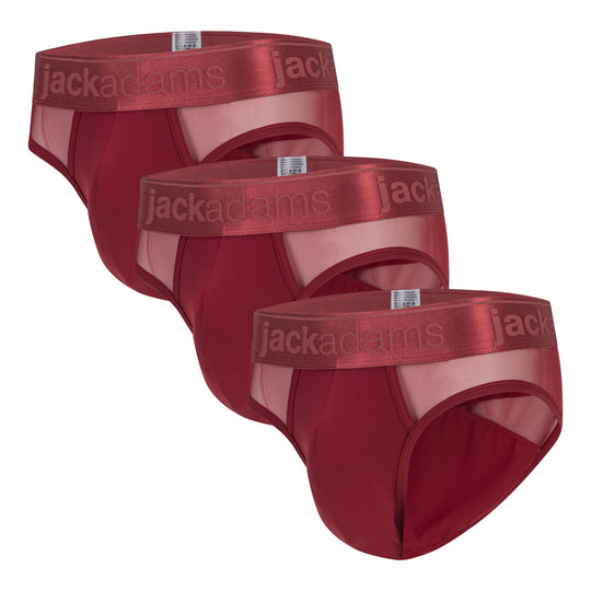 Monochrome Mesh Brief - 3 Pack - tibetan red - men&